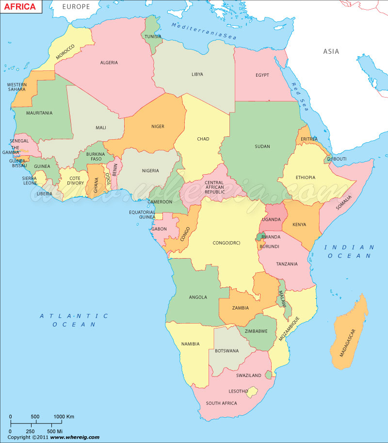 Country Map Of Africa Continent Africa Map, Map Of African Countries, Africa Political Map