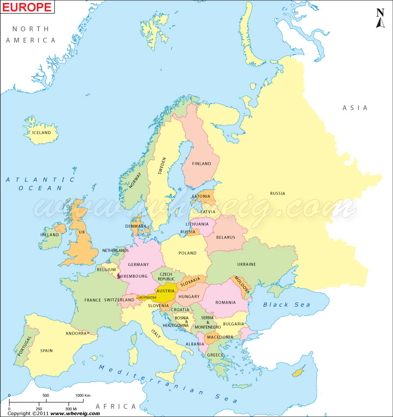 Europe Map, Map of Europen Countries, Europe Political Map