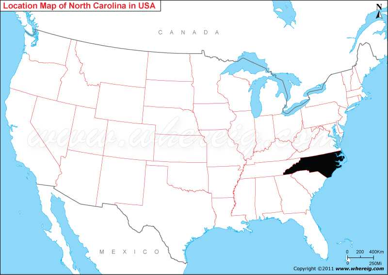North Carolina Location Map 
