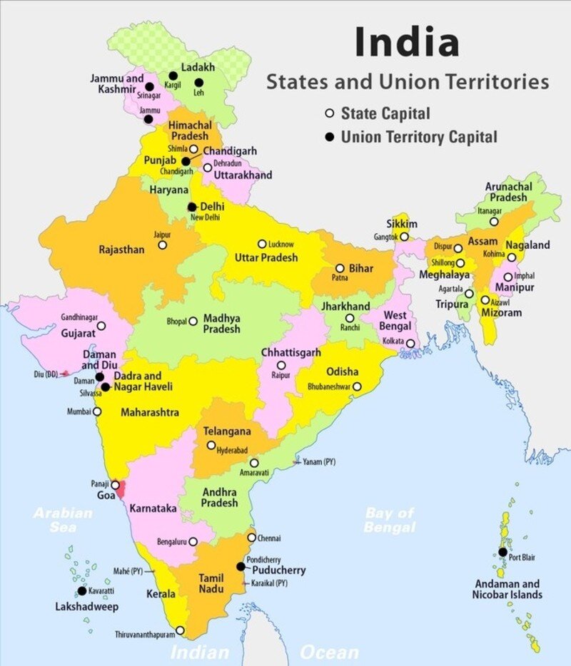 Map Of States And Capitals Of India 