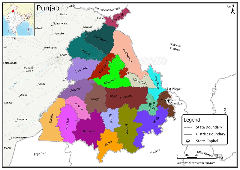 Punjab Political And Administrative Map Of Punjab With Districts ...
