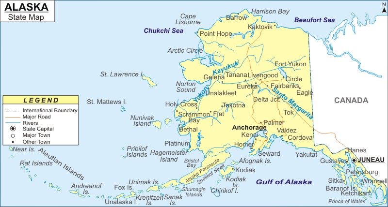 Road Map Of Alaska With Cities And Towns Alaska Map, Map of Alaska State (USA)   Highways, Cities, Roads 