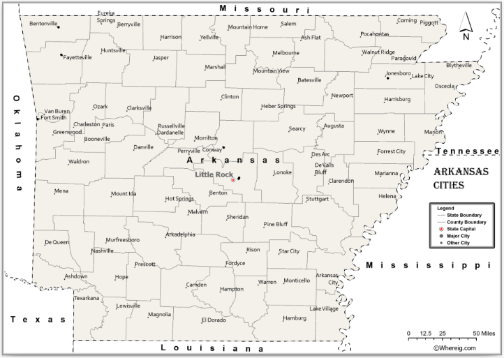 Map of Arkansas Cities, List of Cities in Arkansas by Population
