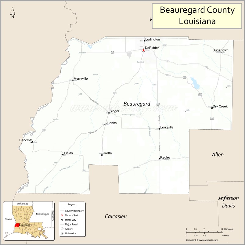 Beauregard Parish Map La 