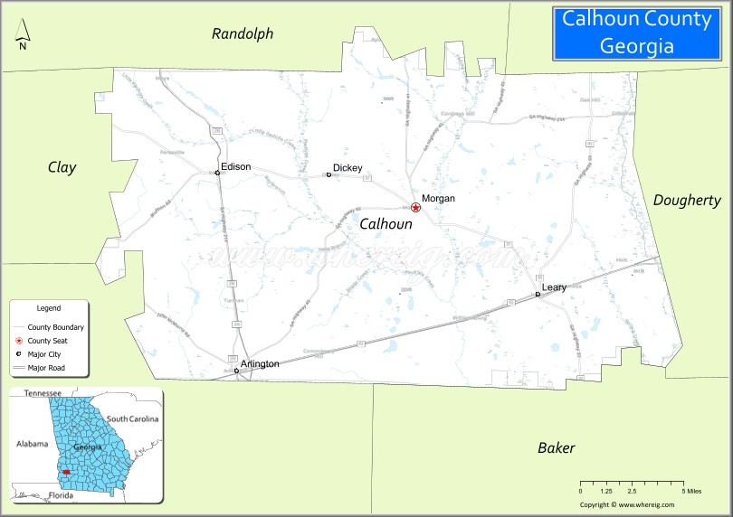 Map of Calhoun County, Georgia