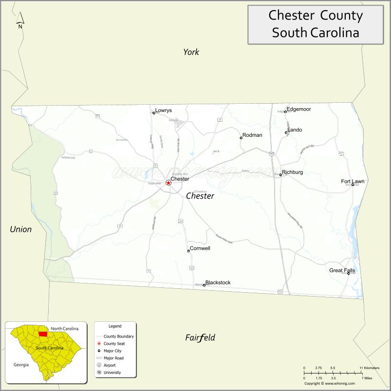 Map of Chester County, South Carolina