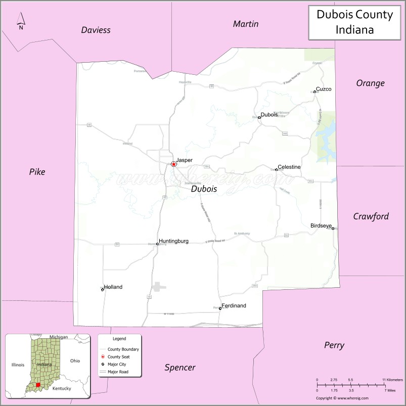 Map of Dubois County, Indiana
