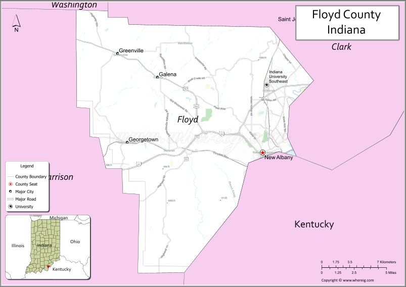 Map of Floyd County, Indiana