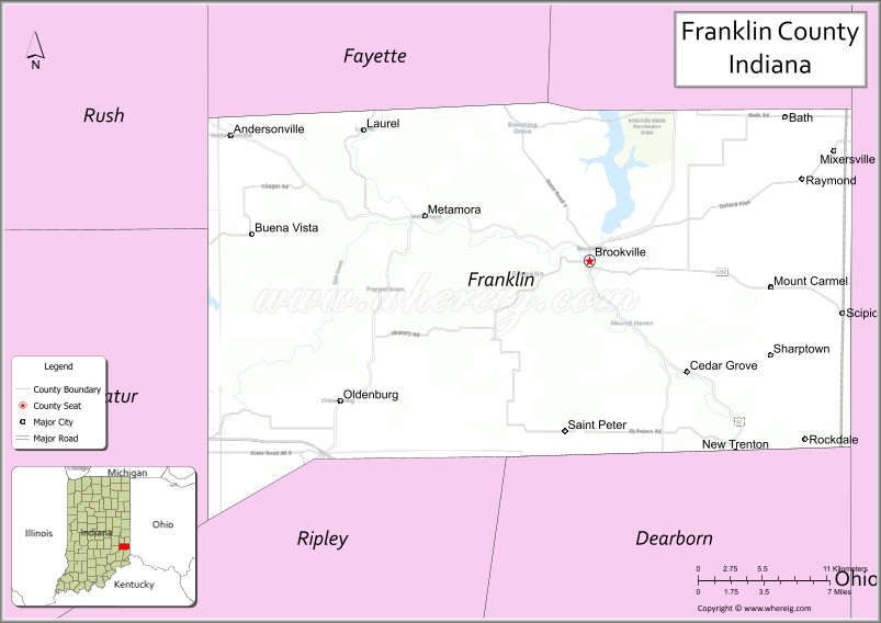 Map of Franklin County, Indiana
