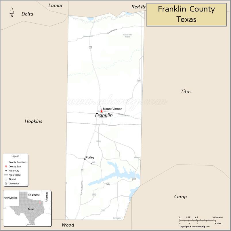 Map of Franklin County, Texas