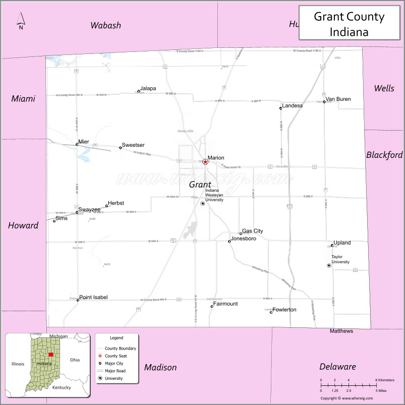 Map of Grant County, Indiana