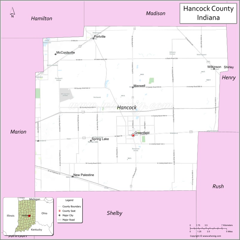 Map of Hancock County, Indiana