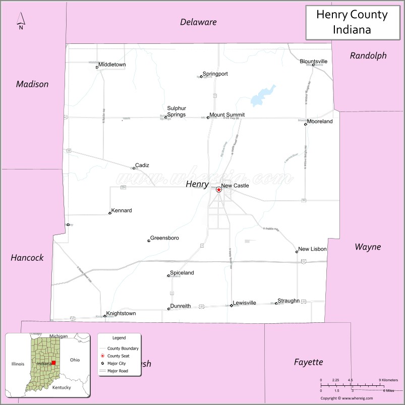 Map of Henry County, Indiana