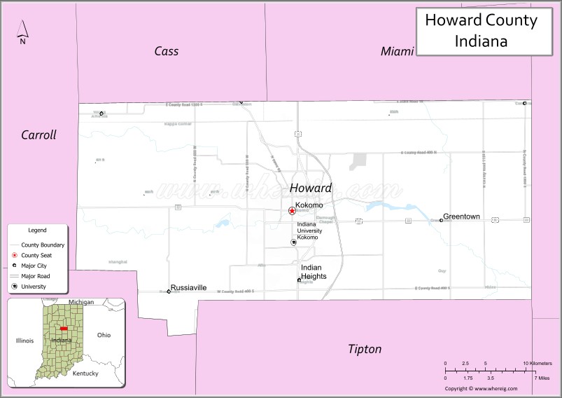 Map of Howard County, Indiana