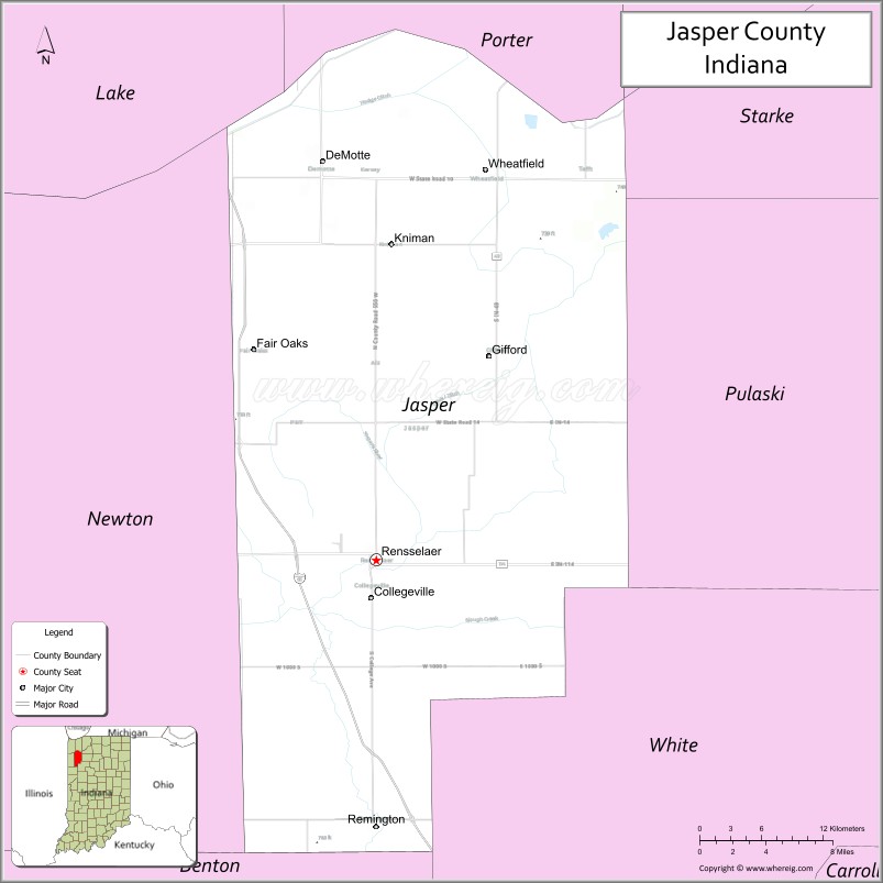 Map of Jasper County, Indiana