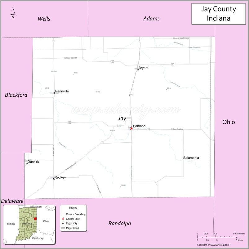 Map of Jay County, Indiana