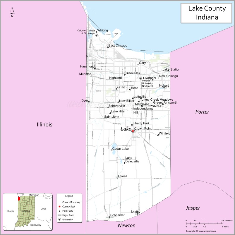 Map of Lake County, Indiana