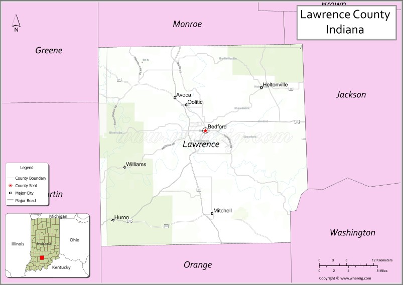 Map of Lawrence County, Indiana