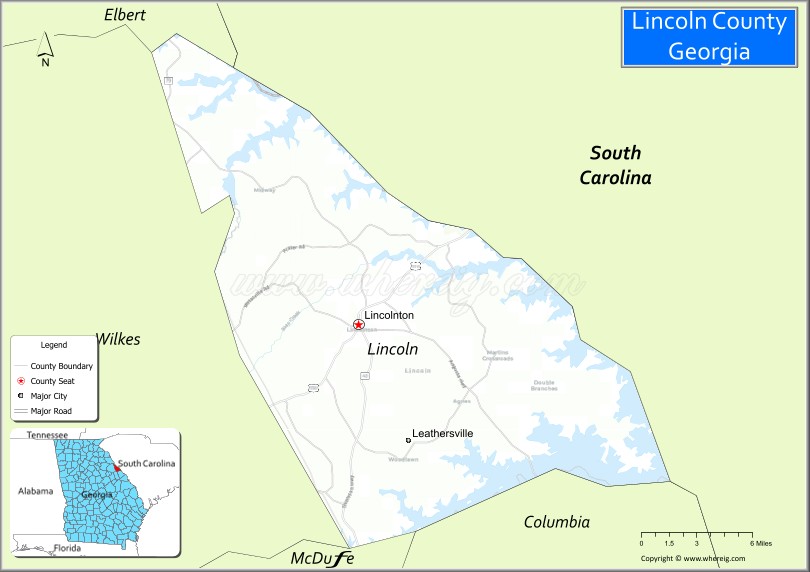 Map of Lincoln County, Georgia