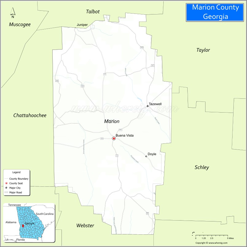 Map of Marion County, Georgia