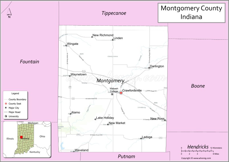 Map of Montgomery County, Indiana