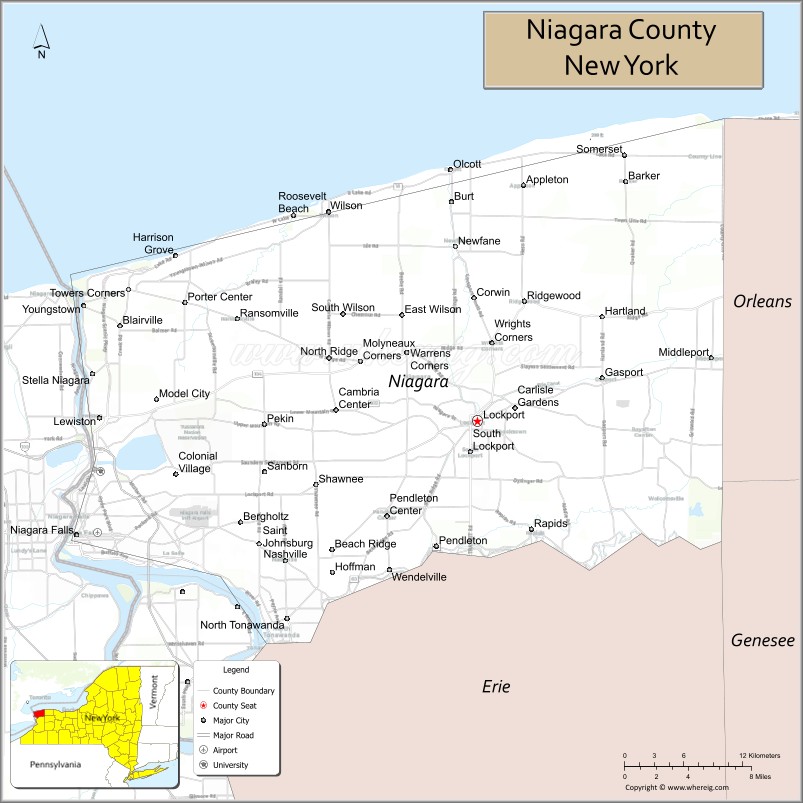 Map of Niagara County, New York - Where is Located, Cities, Population ...