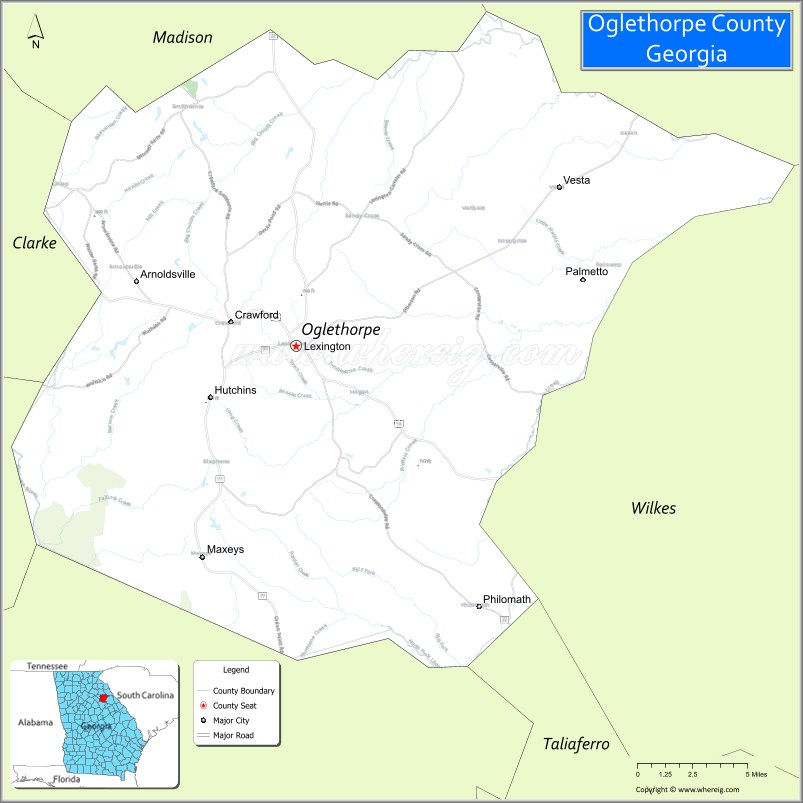 Map of Oglethorpe County, Georgia