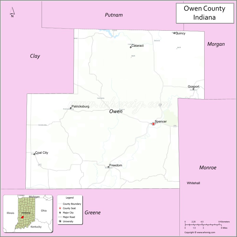 Map of Owen County, Indiana