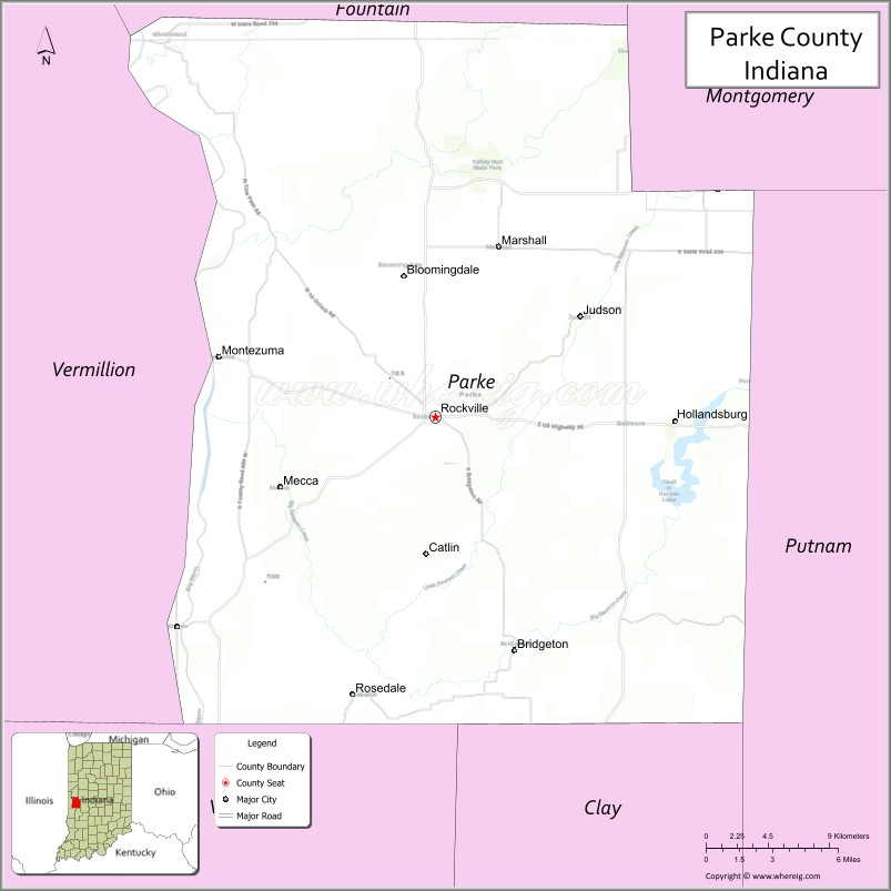 Map of Parke County, Indiana