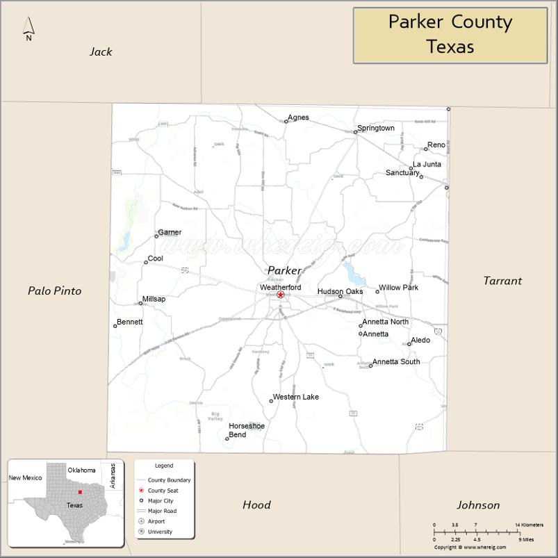 Parker County Map Texas Where Is Located Cities Population
