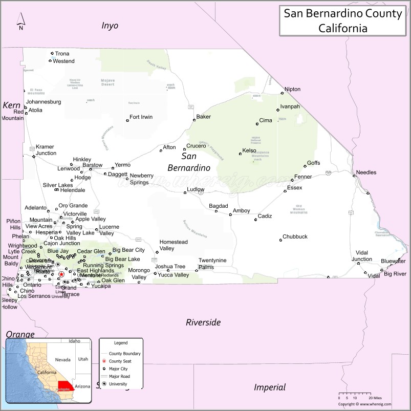 San Bernardino County Map California Cities In San Bernardino
