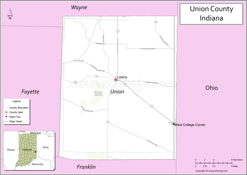 Map of Union County, Indiana