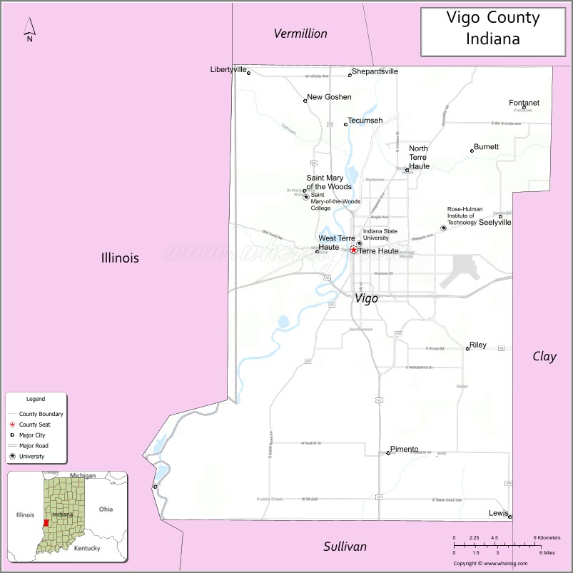 Map of Vigo County, Indiana