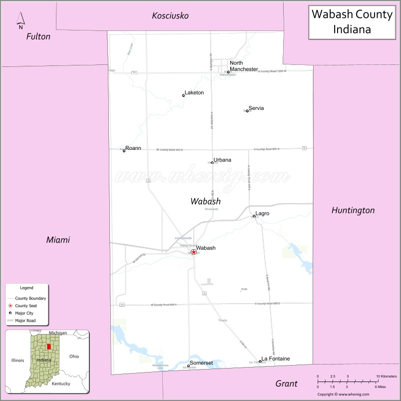 Map of Wabash County, Indiana