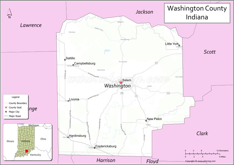 Map of Washington County, Indiana
