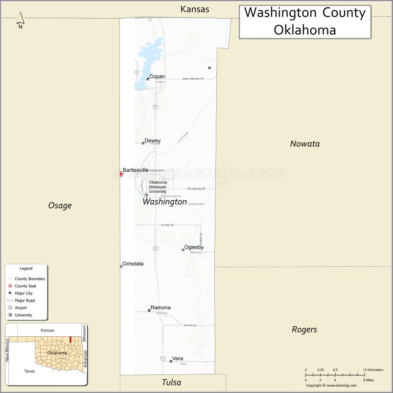 Map of Washington County, Oklahoma