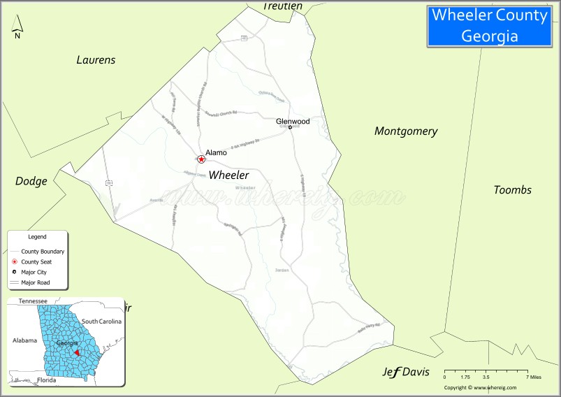 Map of Wheeler County, Georgia