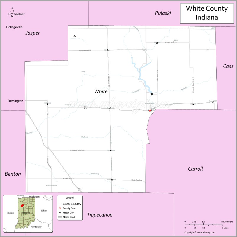 Map of White County, Indiana