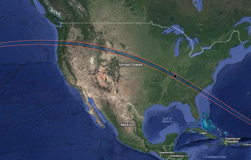 Solar Eclipse Map accross America