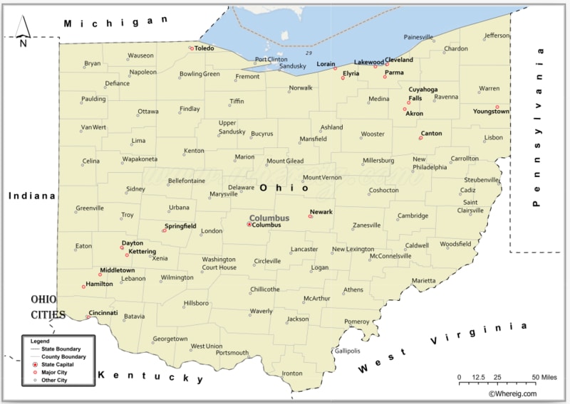 Map of Cities in Ohio, List of Ohio Cities by Population