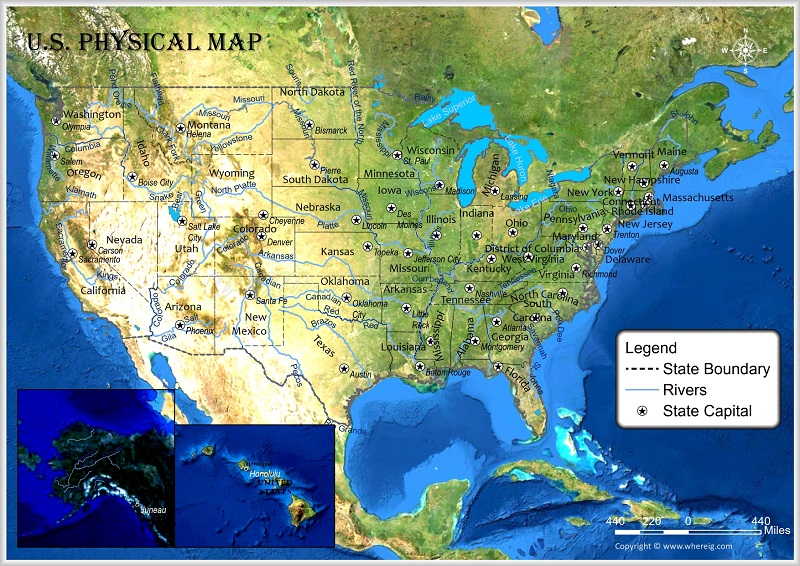 Physical Map Of Usa United States Physical Map