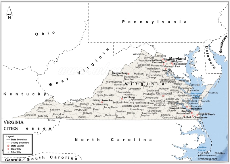 Map of Cities in Virginia, List of Virginia Cities by Population