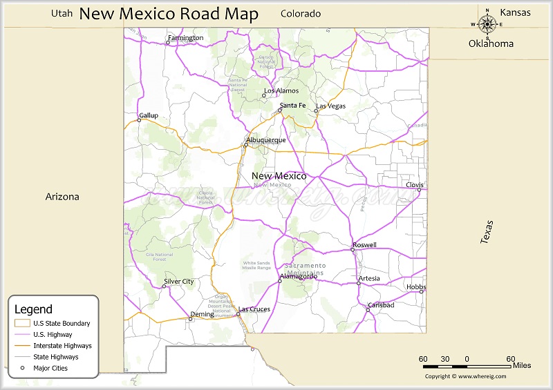New Mexico Road Highways Map 