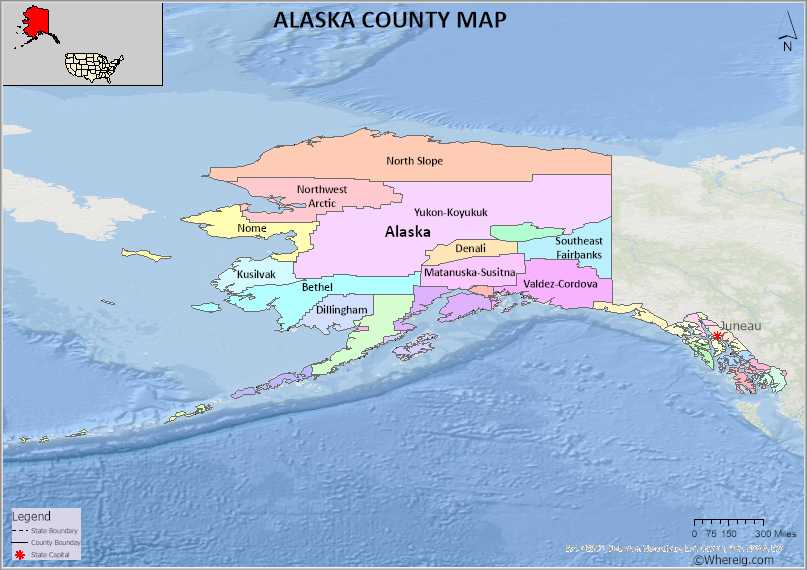 Alaska Borough Map, List of 19 Boroughs in Alaska and Seats - Whereig.com