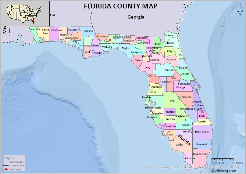Florida Counties Map Printable