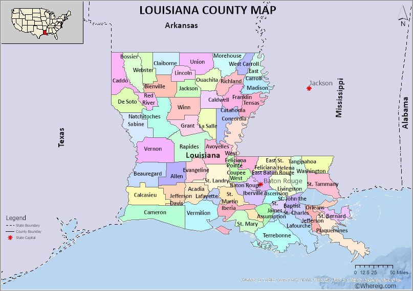 Louisiana County Map 