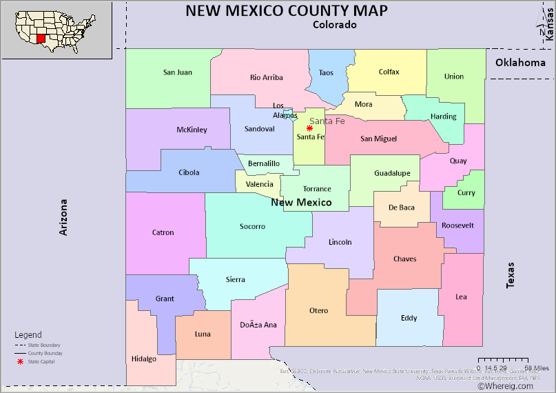 New Mexico County Map List Of Counties In New Mexico With Seats 4572